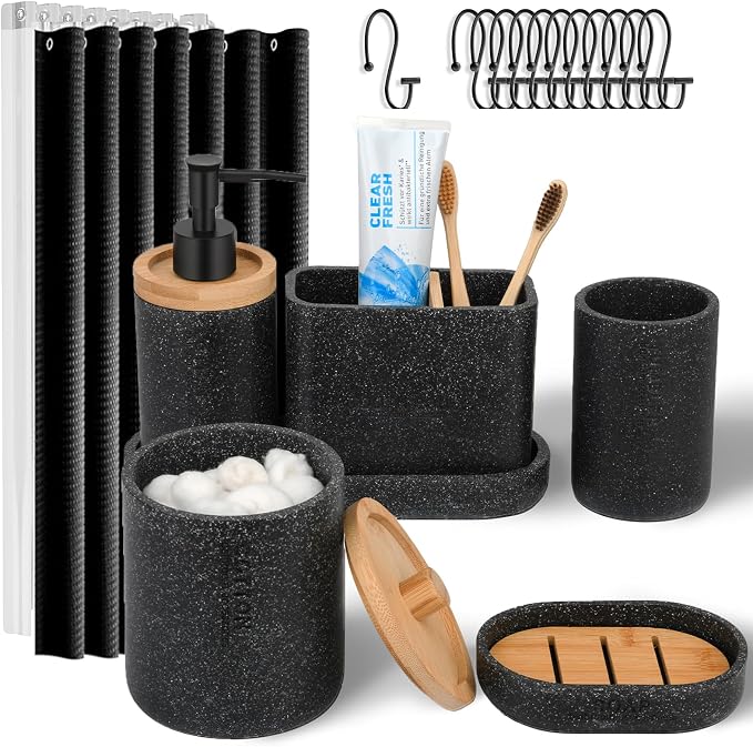 20PC Black Modern Bathroom Accessories Set by Unknown