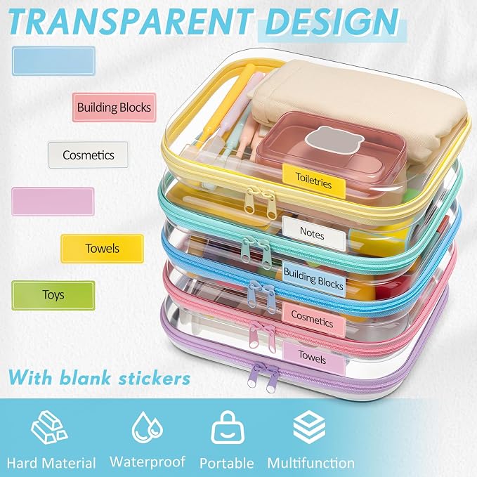 Sanwuta 10 Pcs Hard Zipper Case Clear Hard Pouches Plastic Zipper Pencil Box - Image 5