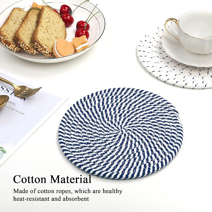 SHACOS 8 Inches Trivets for Hot Dishes, 4 Pieces Cotton Trivets Mats for Kitchen - Image 4