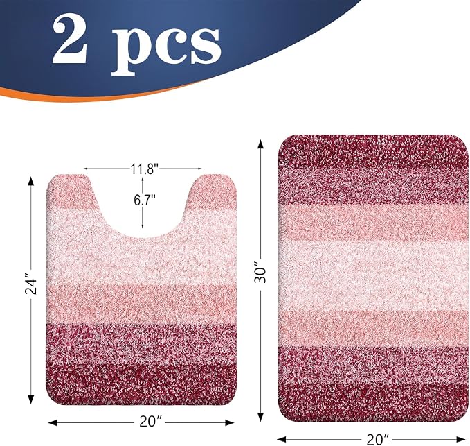 OLANLY Bathroom Rug Set 2 Piece, Soft Absorbent Microfiber Bath Mats and - Image 2