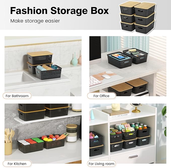 Plastic Storage Baskets With Bamboo Lid - Image 8