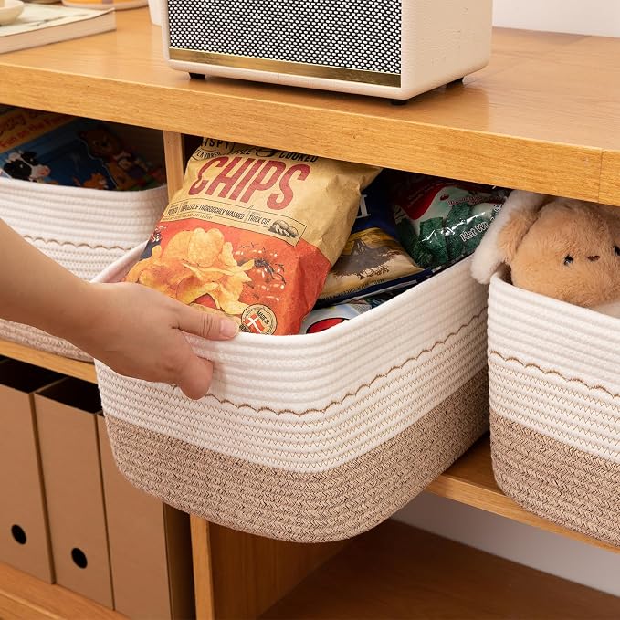4 Pack Storage Baskets for Organizing, 15.75''x11.8''x7.87'', Decorative Cotton - Image 5