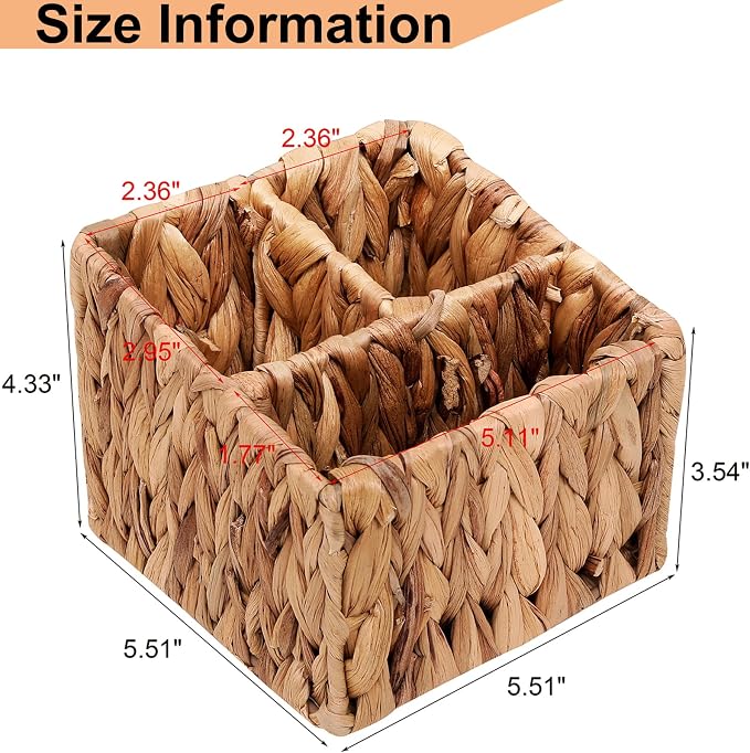 Wicker Remote Control Holder Hand Woven Water Hyacinth Storage Basket - Image 4