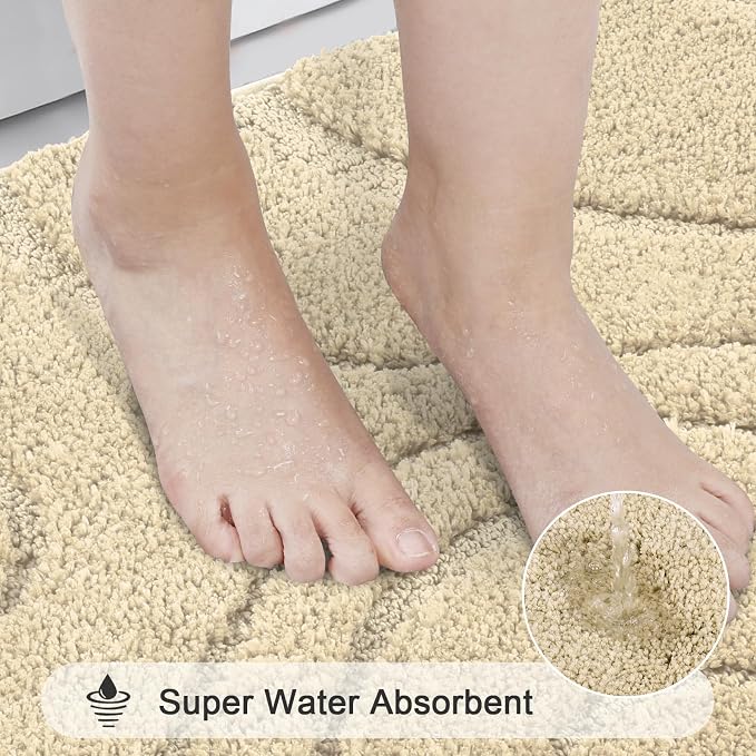 HEBE Bathroom Rugs Sets 5 Piece, Soft Absorbent Microfiber Bath Mat - Image 5