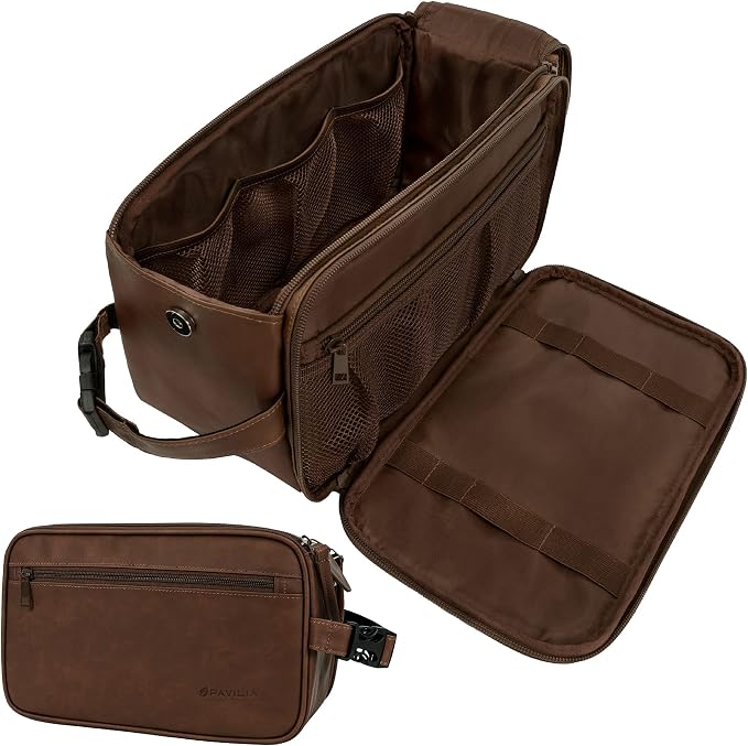 PAVILIA Toiletry Bag for Men, Travel Essentials Shaving Dopp Kit, Mens Travel by PAVILIA