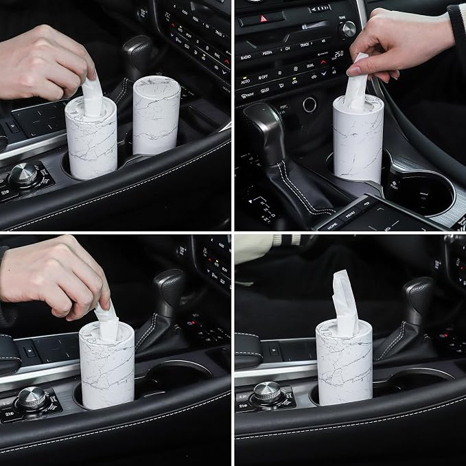 SINGARO Car Tissue Holder, 4 Pack Car Cup Holder Facial Tissues - Image 4