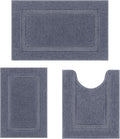 SHACOS Grey Bathroom Rugs Sets 3 Piece, Soft Fluffy Water Absorbent Bath Rugs by SHACOS