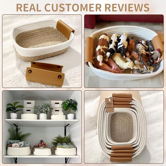 Storage Baskets for Organizing, Small Woven Basket Set of 6-4 Shelf Basket - Image 6