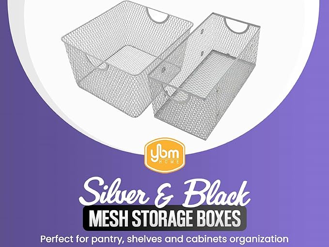 YBM Home Wire Mesh Storage Basket Organizer - Image 3