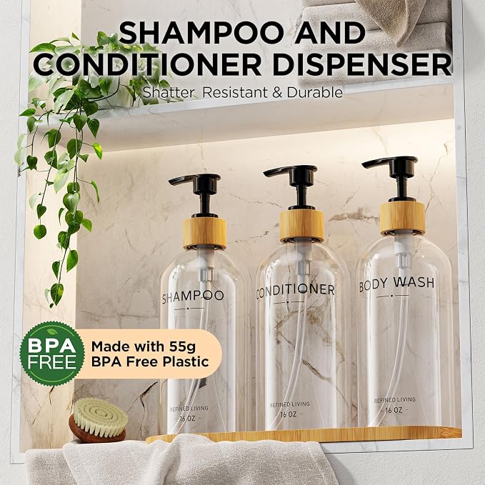Shampoo and Conditioner Dispenser Set, Shower Soap Dispenser - Image 2