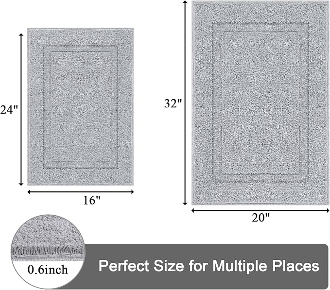 SHACOS Super Soft Bathroom Rugs Set of 2 Pieces 20x32 + 16x24 inch Non Slip - Image 2
