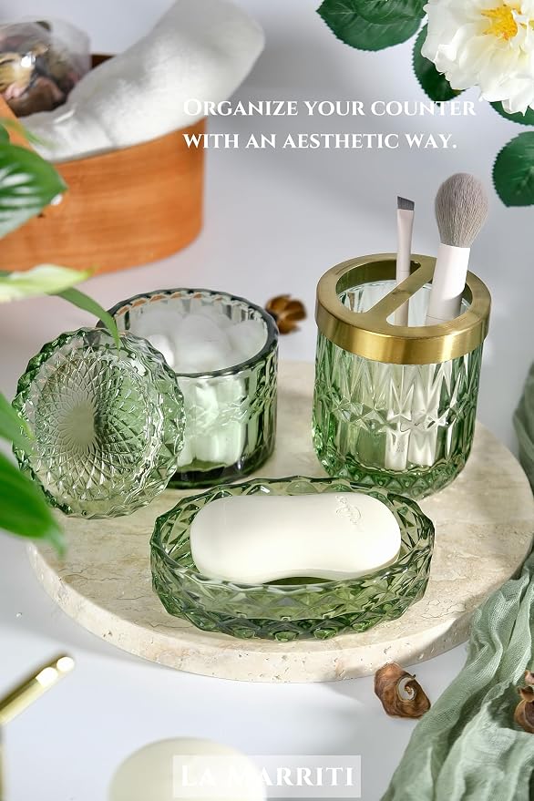 4pcs Glass Bathroom Accessories Set, Toothbrush Holder, Soap Dish, Soap - Image 3