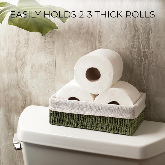 Beautiful Toilet Paper Storage Basket Set of 2 – Decorative Wicker Bathroom - Image 3