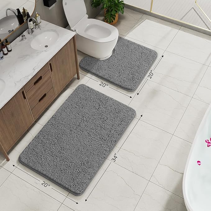 AROGAN Bathroom Rug Sets 2 Piece, Machine Washable Bath Rug Set, Absorbent and - Image 3