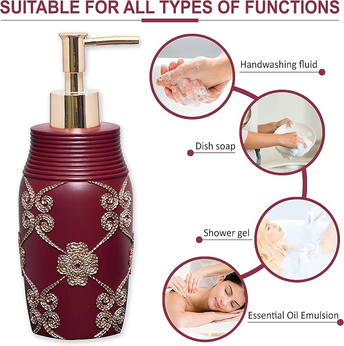 Zahari Home 4pc Elegant Rose Burgundy Bathroom Set Classic Bathroom Lotion - Image 3