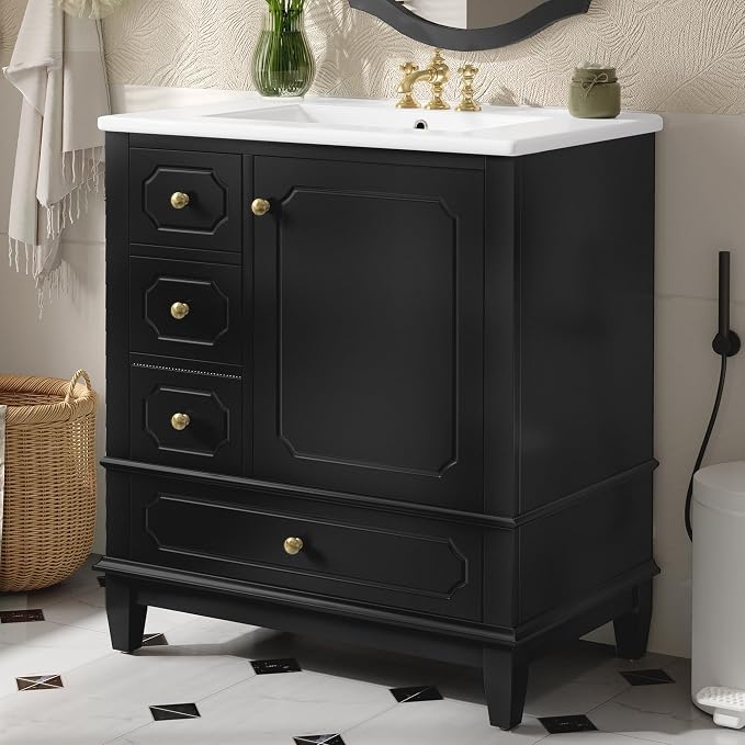 30" Bathroom Vanity with Sink, Harper & Bright Designs Free Standing Single - Image 3