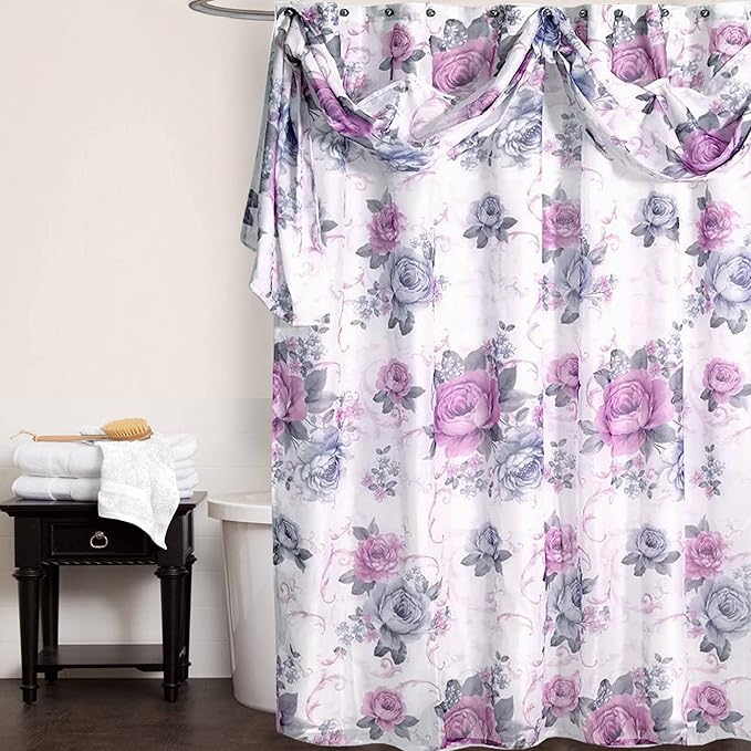 Zahari Home 13pc Michelle Bathroom Shower Curtain Sets Shower Curtain & 12 - Image 2