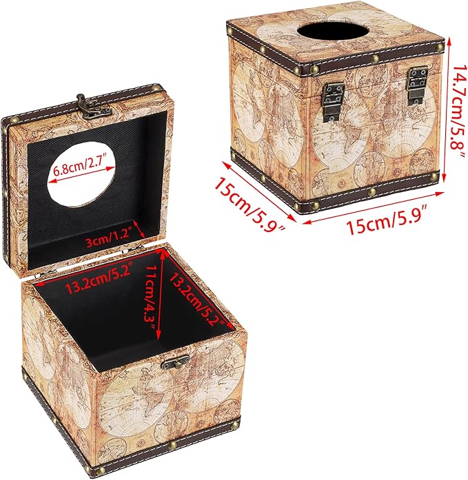 Sumnacon Retro Wood Square Tissue Box Cover - Image 3