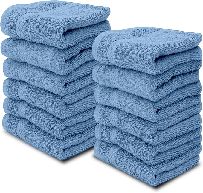 White Classic Luxury Cotton Washcloths 13x13 Inch by WhiteClassic
