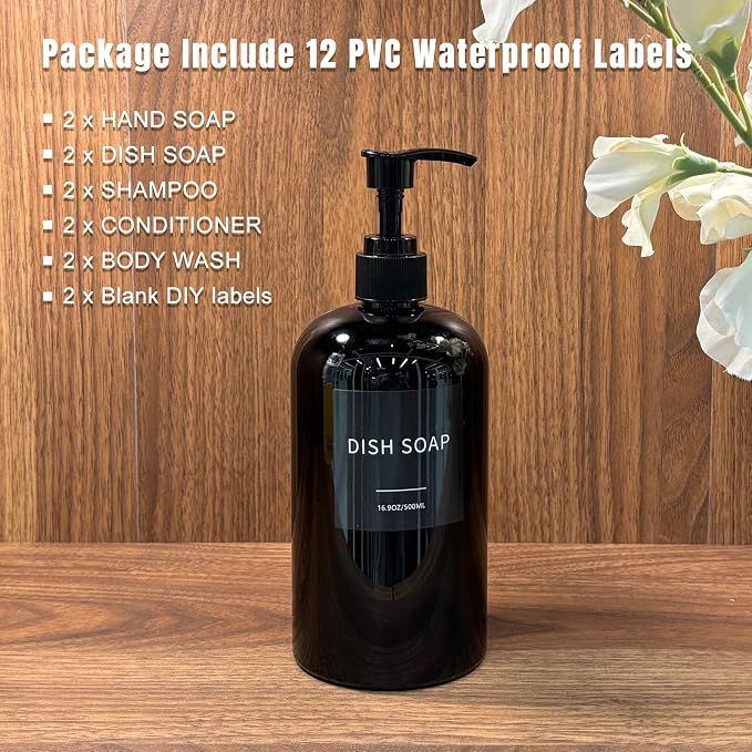 Soap Dispenser with Waterproof Labels, Thickened Plastic Hand Soap Dispenser - Image 3