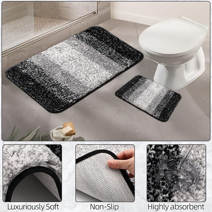24PCS Bathroom Sets with Shower Curtain and Rugs, Toilet Brush, Trash Can & - Image 4