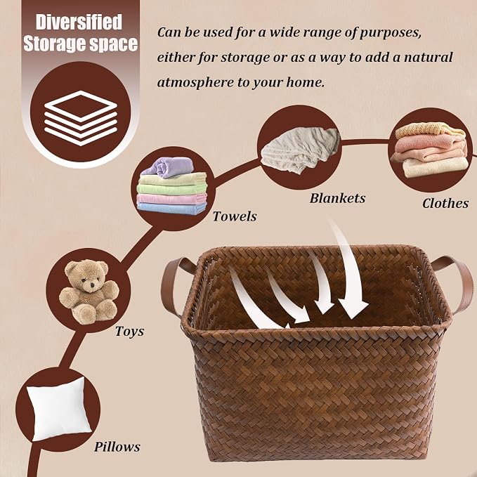 BROWNLILY Handwoven Clothes Basket Laundry Hampers Large Wicker Storage Baskets - Image 4