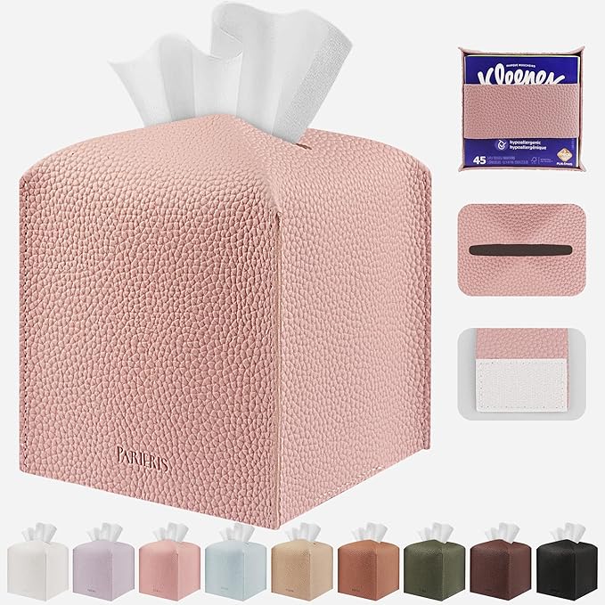 Tissue Box Cover Holder Square Tissue Cube Cover PU Leather Tissue Organizer by DecorateYourHome