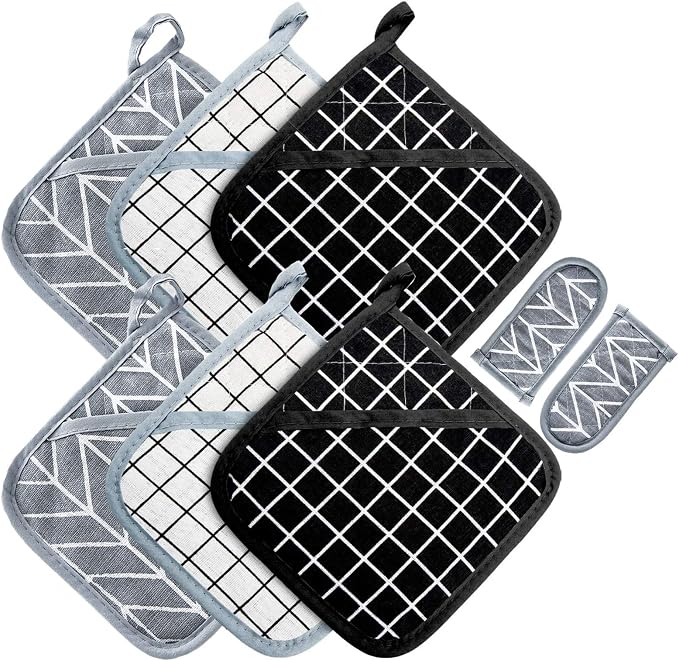 Heat Resistant Potholders Hot Pads-6 Kitchen Pot Holders Set by Win+Change