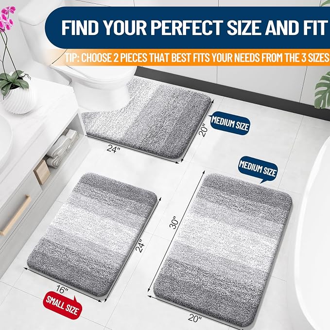 OLANLY Bathroom Rug Set 2 Piece, Soft Absorbent Microfiber Bath Rug Set - Image 2