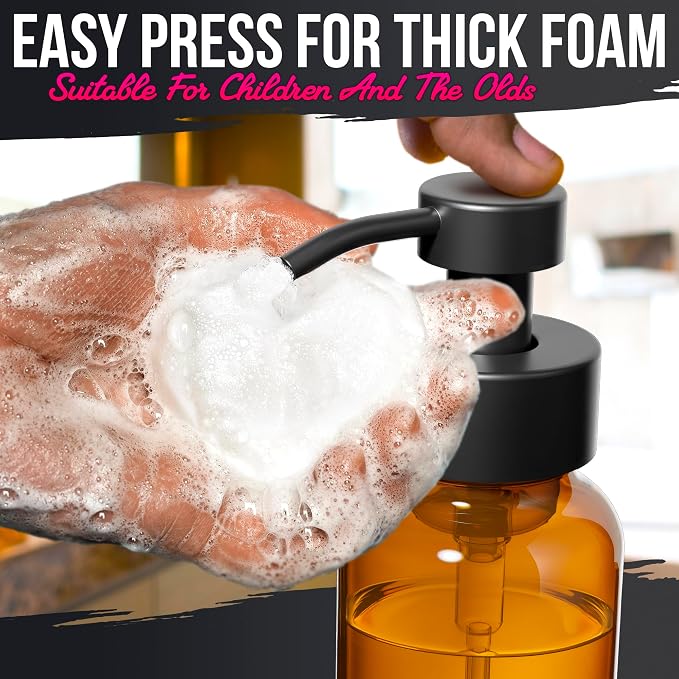 2 Pcs Amber Foaming Soap Dispenser Glass - Image 6