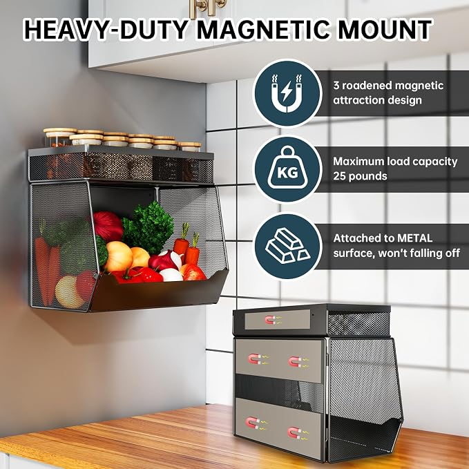 Magnetic Shelf for Fridge 2-Tier Baskets - Image 2