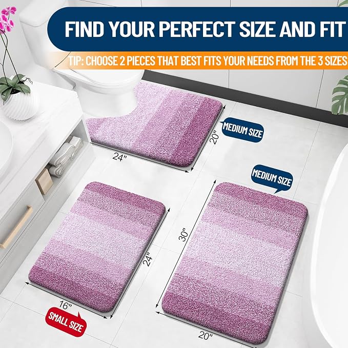 OLANLY Bathroom Rug Set 2 Piece, Soft Absorbent Microfiber Bath Rug Set - Image 2