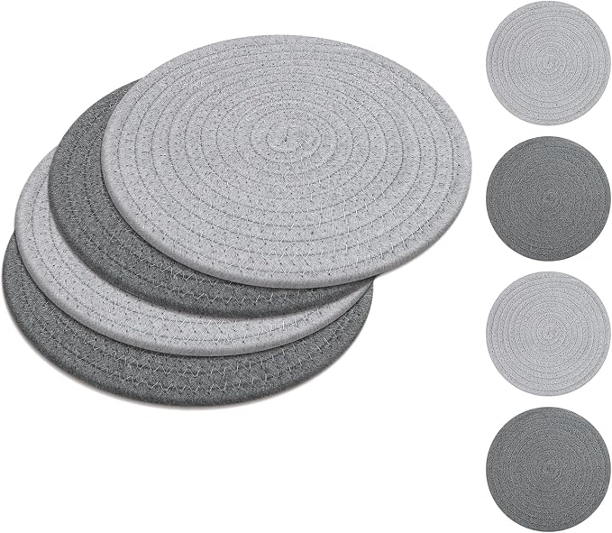 SHACOS 8 Inches Trivets for Hot Dishes, 4 Pieces Heat-Resistant Trivets Mats by SHACOS