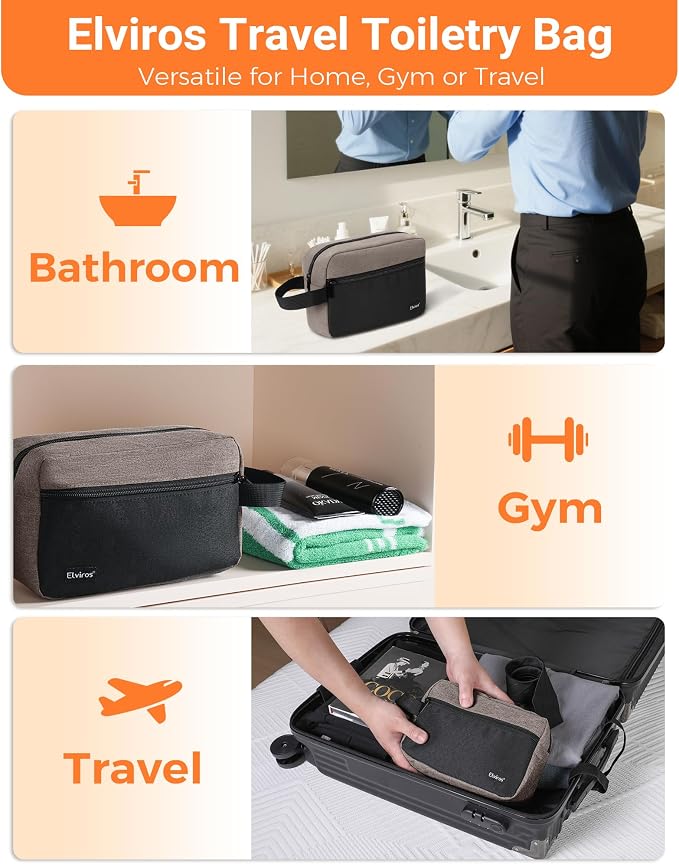 Elviros Travel Toiletry Bag for Men Hanging Toiletries Dopp Kit Small Bathroom - Image 7