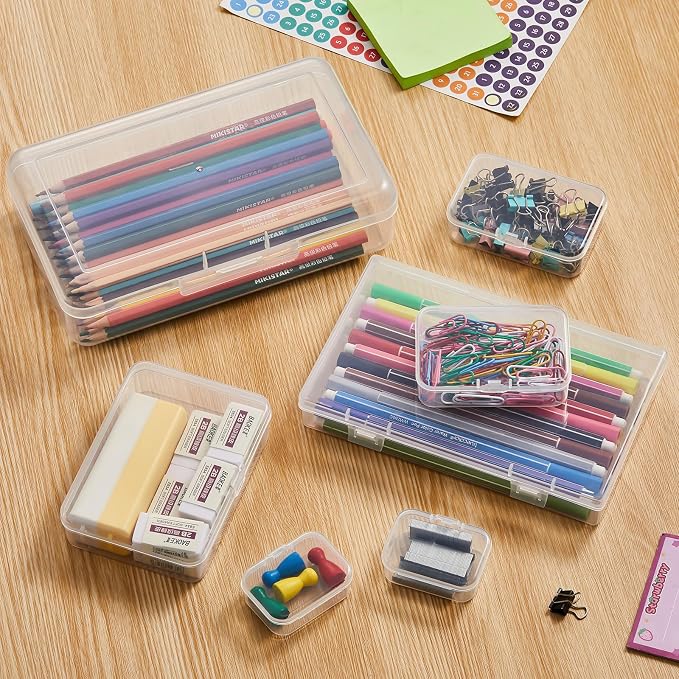 Goodma 42 Pieces Mixed Sizes Rectangular Empty Mini Clear Plastic Organizer - Image 5