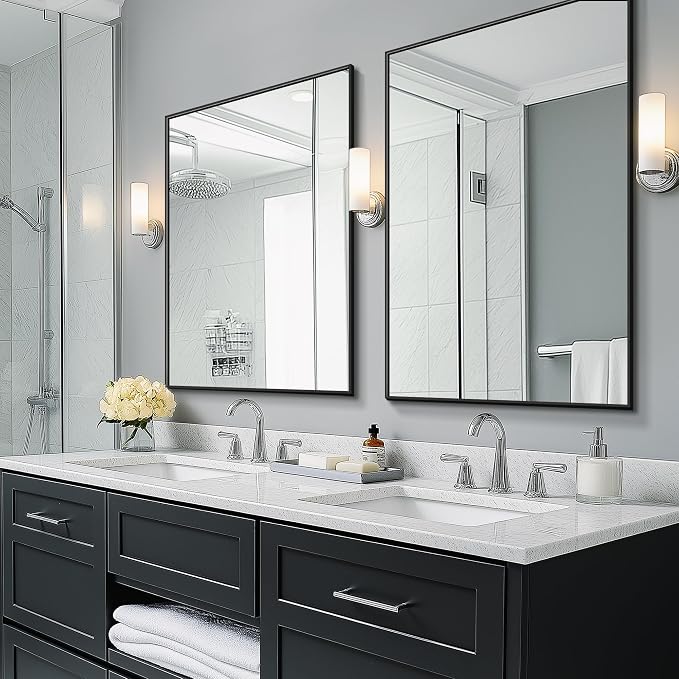 Bathroom Vanity Mirror for Wall, 2 Pack 36" x 24" Metal Framed Rectangular - Image 8