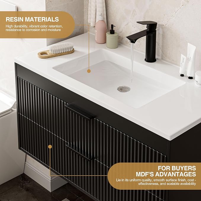 36 Inches Modern MDF Bathroom Vanity - Image 4