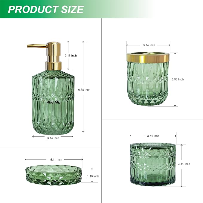 4pcs Glass Bathroom Accessories Set, Toothbrush Holder, Soap Dish, Soap - Image 7