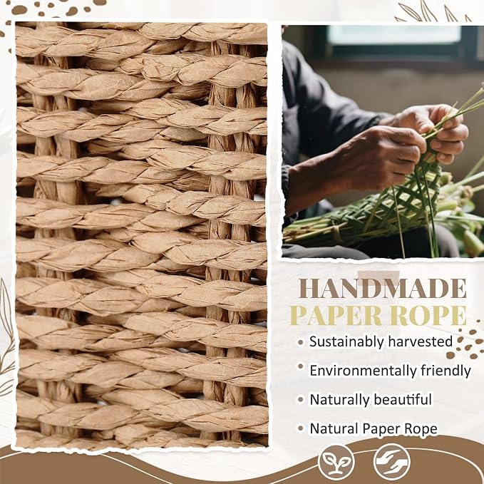 Chengu Scallop Tissue Box Cover, 5.9 Inch Paper Rope Rattan Square Boho - Image 4