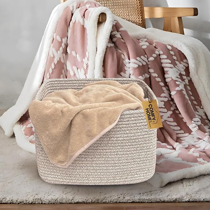 COMFY-HOMI Square Woven Cotton Rope Basket - Image 6