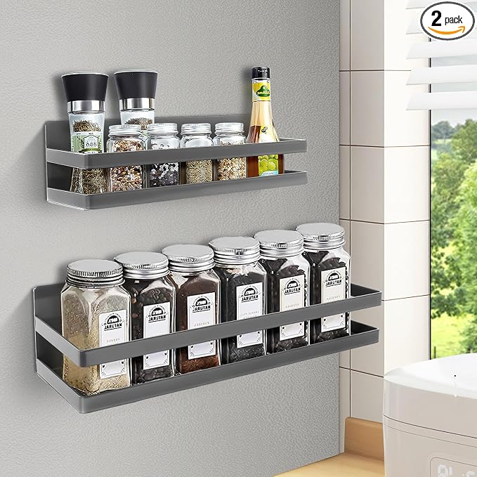 Uten Large Magnetic Spice Rack for Refrigerator, 2 Pack Enhanced Magnetic by UTENHOMEGOODSCENTER