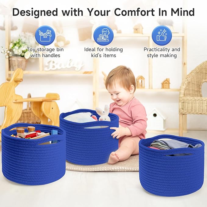 Small Rope Baskets for Storage, Baskets for Gifts Empty, Cute Round Woven Basket - Image 3