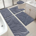 HEBE Bathroom Rugs Sets 5 Piece, Soft Absorbent Microfiber Bath Mat by HEBE