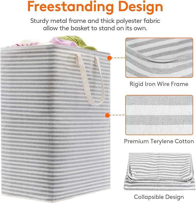 Lifewit 2 Pack Laundry Basket 125L Each, Collapsible Clothes Hamper - Image 2