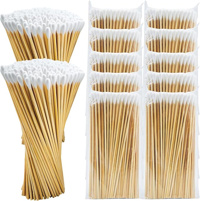 500/1000 Count 6'' Long Round/Pointed Cotton Swabs Durable Stem, Lint- Free Gun by GUNTECHKIT
