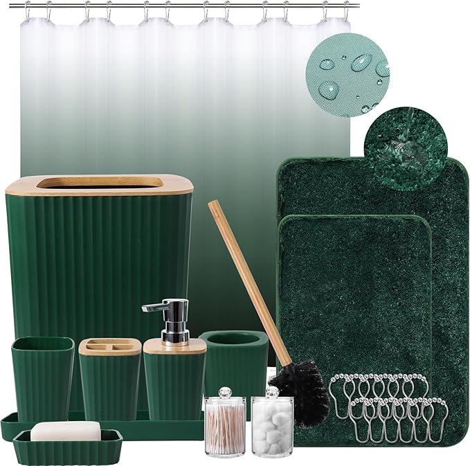 Dark Green Bathroom Accessories Set by BetterbathroomwithXLHOME