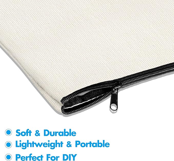 15 Pack Blank Cotton Canvas DIY Craft Zipper Bags Pouches Pencil Case - Image 4
