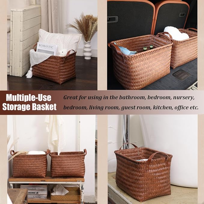 BROWNLILY Handwoven Clothes Basket Laundry Hampers Large Wicker Storage Baskets - Image 7