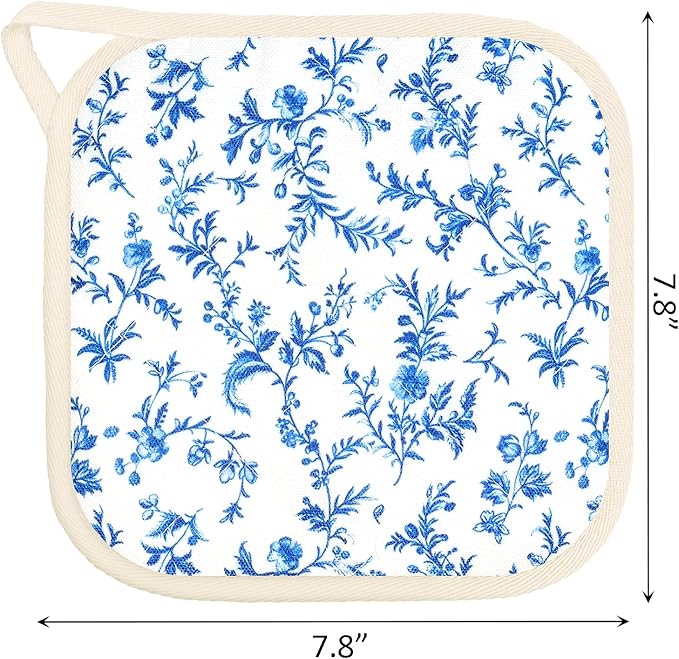 6 Pack Pot Holders 100% Cotton Heat Resistant Potholder, Machine Washable Pot - Image 2