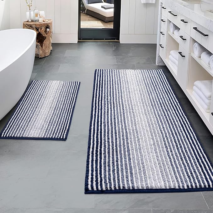 BSICPRO Bathroom Rugs and Mats Sets, 2 Piece Thick Absorbent Chenille Non Slip by BSICPRO